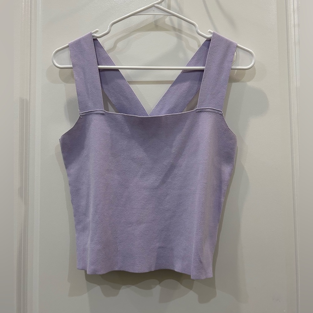 XS, lavender crop top, stretchy body con material